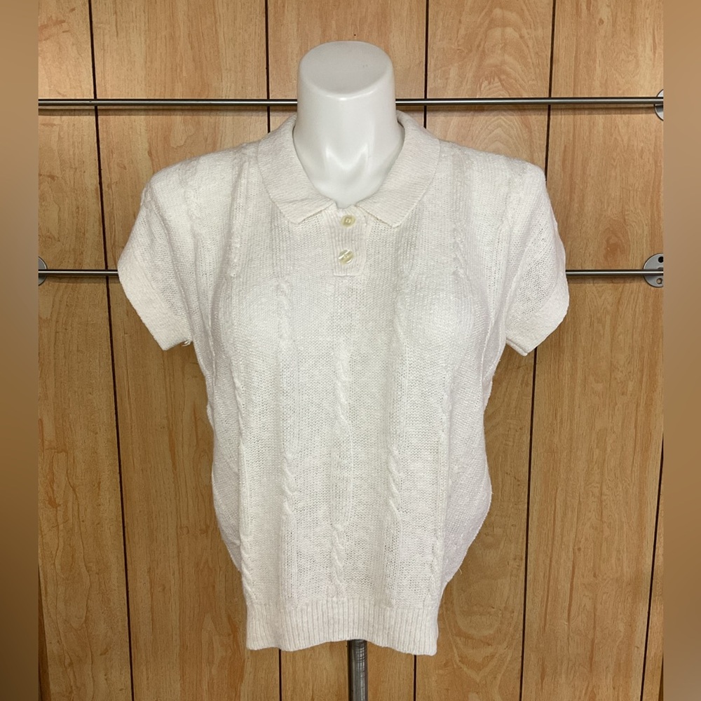 Borelli Classic White Cable Knit Sweater Top SZ - L